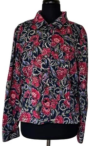 Women's Stretch Christopher & Banks Floral Basic Jacket Cotton Blend Size XL - Picture 1 of 17