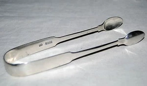 Antique Georgian 1800's Sterling Silver Dublin Sugar Tongs 56g. Monogram - Picture 1 of 6