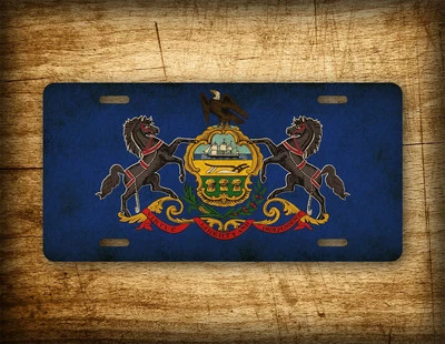 Americana Pennsylvania Flag License Plate Official PA Coat of Arms Tag Antique  - Image 1 of 4