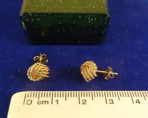 Vintage Fancy 9ct ROSE & YELLOW Gold LOVE KNOT STUD EARRINGS 1.6Gr 8mm 91C - Picture 1 of 4
