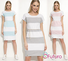 New Women's Vertical Stripes Short Sleeve Pencil Dress with Rope Belt FA548