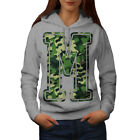 Wellcoda M for Millitary Womens Hoodie, Camouflage Casual Hooded Sweatshirt