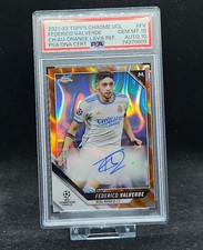 2021-22 Topps Chrome UCL Federico Valverde Orange Lava Auto SSP PSA 10 DNA Cert 