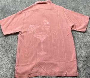 Camisa Tommy Bahama Para Hombres Pequeña Rosa Seda Campamento Hawaiano Martini Pinup Gráfico - Imagen 1 de 16