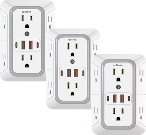 3 Pack Surge Protector Outlet Extender 6 Outlet Splitter with 4 USB Ports 2 USB - Picture 1 of 8