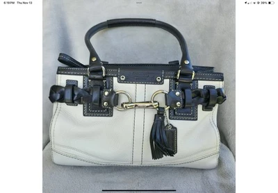Coach Hampton Satchel Belted Two Tone Leather Double Handle Bag Style #F13084 - Image 1 of 4