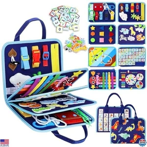 Esjay Montessori Toddler Busy Board - Sensory Toy for Fine Motor Skills, Blue - Picture 1 of 6