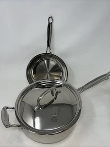 4pc CUISINART Stainless SAUTE PAN 733-24H & SKILLET 722-24 + Lid 722-20 - Picture 1 of 10