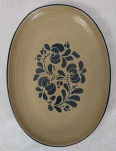 Pfaltzgraff Folk Art 14" x 10" Oval Serving Platter Blue Floral Castle - Picture 1 of 5