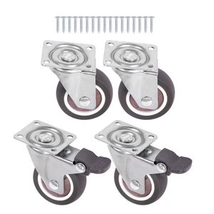 Lot de 4 roulettes caoutchouc 2 pouces (2 avec frein et 2 sans) roues pivotantes 360° - Photo 1/15