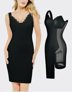 POPILUSH SUMMER LACE LAYERED BRA MODEL MIDI SHAPEWEAR DRESS WOMENS SIZE M~NWT - Picture 1 of 9