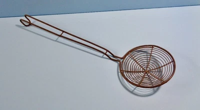 ANTIQUE PRIMITIVE WIRE KITCHEN STRAINER HAND HELD SKIMMER DRAINING SPOON AAFA - Image 1 of 4