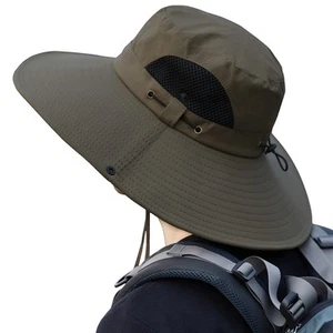 Mens Sun Hat Summer Outdoor UPF50+ UV Protection Waterproof Wide Brim Bucket ... - Picture 1 of 7