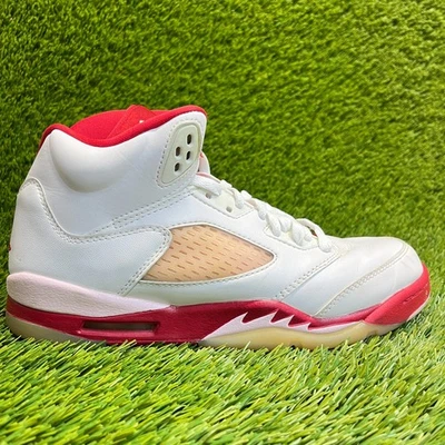 Nike Air Jordan 5 Retro Niños Talla 6.5Y Blanco Rojo Rosa Zapatos Atléticos Tenis Foto 1 de 4