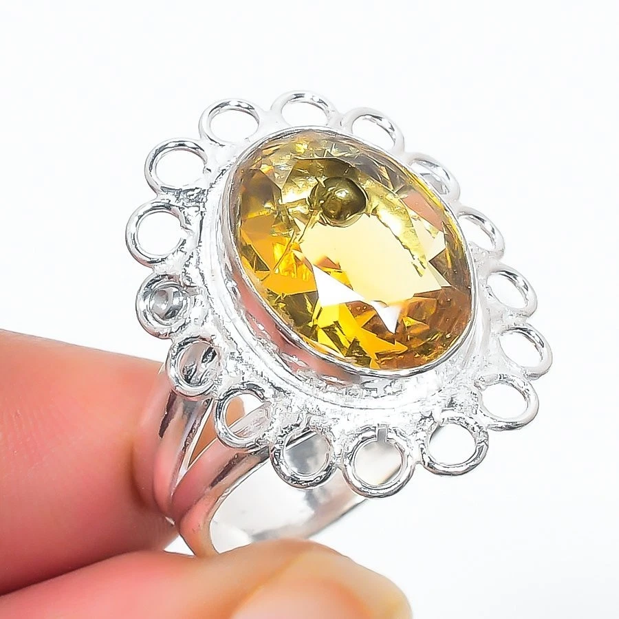 Yellow Citrine Gemstone Handmade 925 Sterling Silver All Size Ring For Gift - Image 1 of 1