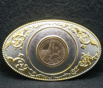 WL01122 VINTAGE 2015 *MONEDA DE $1 DE LOS ESTADOS UNIDOS DE AMÉRICA* HEBILLA DE CINTURÓN DE MODA PARA HOMBRE Foto 1 de 2