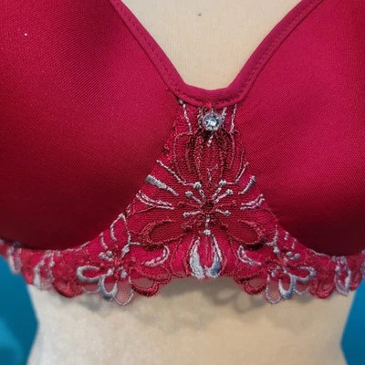 Sutiã Bali VERMELHO 36D contorno renda ultra leve bordado alisamento traseiro 3443 - Imagem 1 de 4