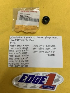 KAWASAKI WATER PUMP SEAL 92049-1366 KX65,KX85,KX125,KX250,KX500,KDX200,AHRMA - Picture 1 of 3