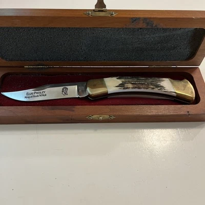 CUCHILLO BUCK ELVIS STAG 110 1988 RARO NUNCA USADO EN EXHIBICIÓN Foto 1 de 4