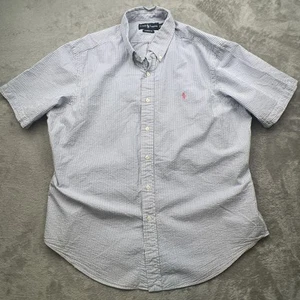 Ralph Lauren Seersucker Shirt Mens Sz Extra Large Blue White Striped Cotton - Picture 1 of 12
