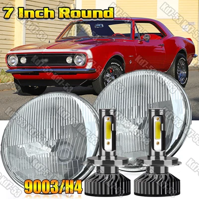 2X 7" inch Round Led Headlights High&Low Beam FIT chevy Camaro 1967-1981 - Image 1 of 4