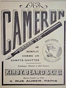 PUBLICITÉ 1920 CAMERON PORTE PLUME SAFETY SE REMPLIT COMME UN COMPTE GOUTTES - Foto 1 di 1