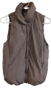 Gap Womens Puffer Vest Jacket Size Small Taupe Full Zip Pockets Fall Winter - Picture 1 of 12