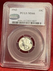 1943 MERCURY DIME PCGS MS66 - Picture 1 of 2