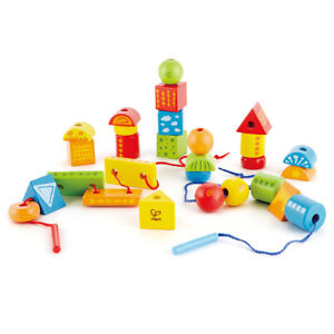 String-Along Shapes Wooden Blocks Kids Toy By Hape