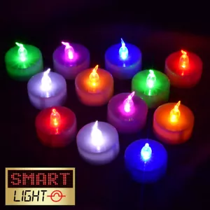 SmartLight COLOUR CHANGE Flameless Flickering/Flashing LED Tea Light Candles - Picture 1 of 6