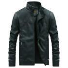 Men Faux Leather Motorcycle Short Coat Jacket Stand Collar Zipper Outwear Spring