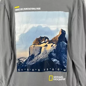 NATIONAL GEOGRAPHIC Shirt TORRES DEL PAINE NATIONAL PARK Mens L Further Gray - Picture 1 of 11