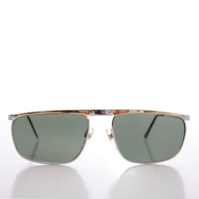 Silver and Gold Flat Top Rectangle Sunglasses - Medford - Image 1 of 3