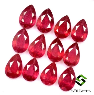 6x4 mm Natural Ruby Pear Cut Lot 12 Pcs 7.49 Cts Calibrated Loose Gemstones GF - Image 1 of 4