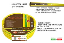 TUBO 5/8' ACQUA IRRIGAZIONE PER GIARDINO PLAY 3 STRATI GIALLO 15-25-50 METRI