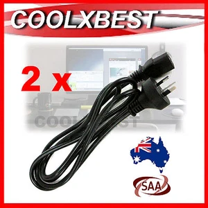 2 x NEW AUSTRALIA AU 3 PIN AC POWER CORD CABLE 1.8M For PC MONITOR XBOX TV PS3 - Picture 1 of 4