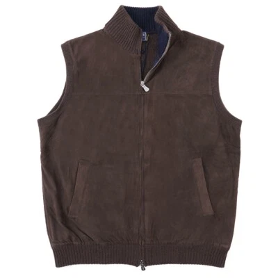 Fedeli Nappa Goatskin Suede Leather and Knit Cashmere Vest M (Eu 50) NWT - Image 1 of 4