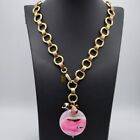 Lionette Noa Sade Natural Pink Agate Stone Polished Pendant Necklace Adjustable