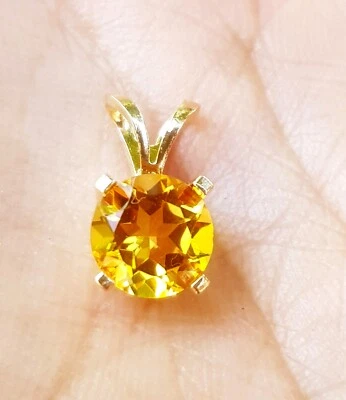 Vestido collar colgante oro amarillo 14K sólido citrino naranja natural 0,7 quilates Foto 1 de 4