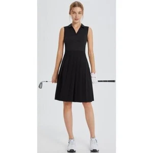 Baleaf Chic Sleeveless Pleated Golf Tennis Pickle Ball Sport Dress, Black Small - Picture 1 of 7