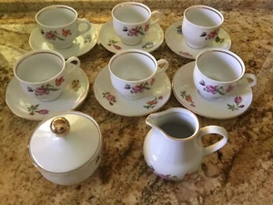 6 Vintage Graf Von Henneberg 1777 Floral Demitasse Cups Saucers Creamer Sugar - Picture 1 of 9