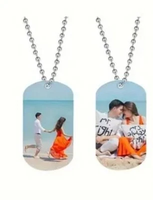 Personalized Custom Photo Necklace Pendant Dog Tag Picture Double Sided Gift - Image 1 of 4