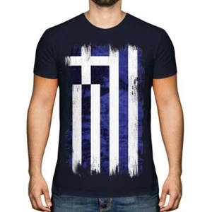Grecia Bandiera Grunge da Uomo T-Shirt Hellas Greco Ellada Ellenica Greco - Picture 1 of 21