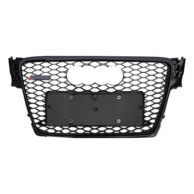 Front Bumper Grille Honeycomb Black Mesh RS4 Style For 2008-2012 Audi A4 S4 B8 — 第 1/4 张图片