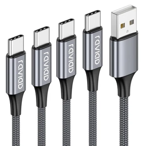 4er USB C Kabel Set 0,5m-3m Schnellladung Datenübertragung Nylon grau - Bild 1 von 7