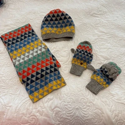 GapKids Prisma Triángulo Tejido Invierno Conjunto Gorro S/M Mitones M Bufanda Multicolor Foto 1 de 4
