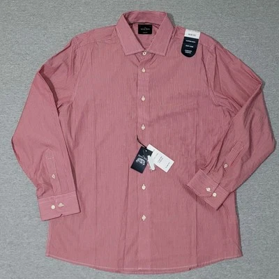 Savile Row Shirt Men's 16 34-35 Slim Fit Red White Stripe Long Sleeve - Image 1 of 4