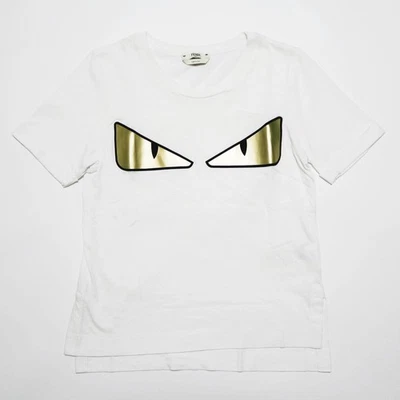 Хлопковая футболка с коротким рукавом FENDI Monster Bugs Eye XXS белая/золотистая T2511-k074NP - Изображение 1 из 4