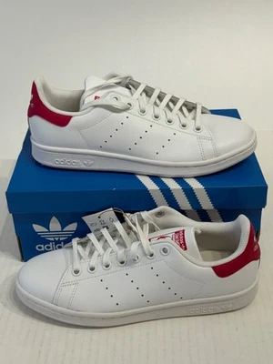 NEW ADIDAS ORIGINALS STAN SMITH J Youth / Kids JP9711 WHITE BOLD PINK leather - Image 1 of 4