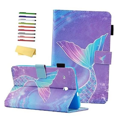Funda tipo folio para Samsung Galaxy Tab E 8,0 pulgadas 2016 02# escala cola de sirena rosa Foto 1 de 4